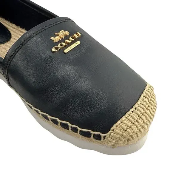 Coach Women Rye Nappa Leather Espadrille Flat Shoes Midnight Navy Sz 5.5 NEW‎ - Picture 4 of 11